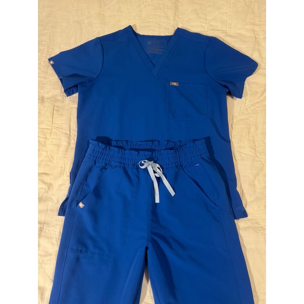 Figs Technical Collection Scrub Set Royal Blue Catarina Top Jogger Pants Medium